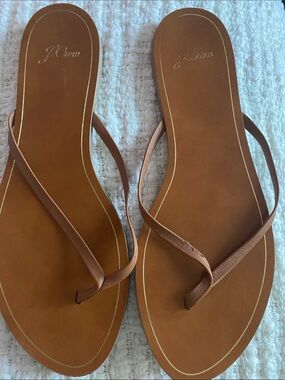 J. Crew Women's Brown Leather Flip Flop Sandals
